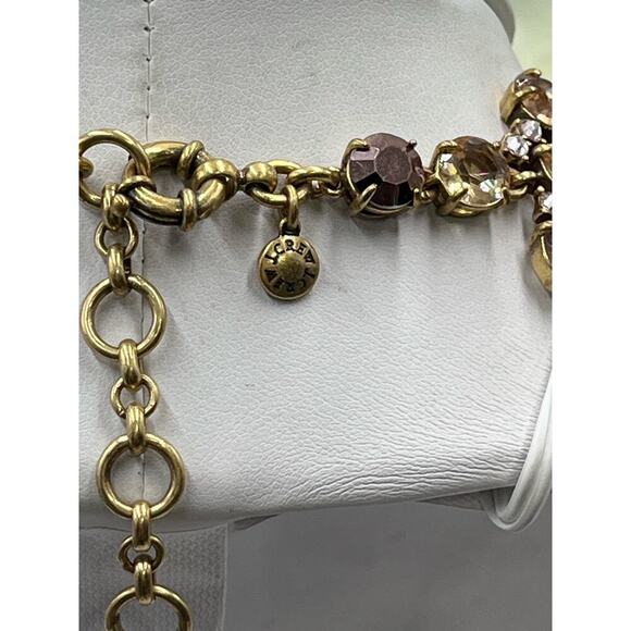 J. Crew Asymmetrical Statement Crystal Necklace Metallic Pink MultiColor - Picture 12 of 16